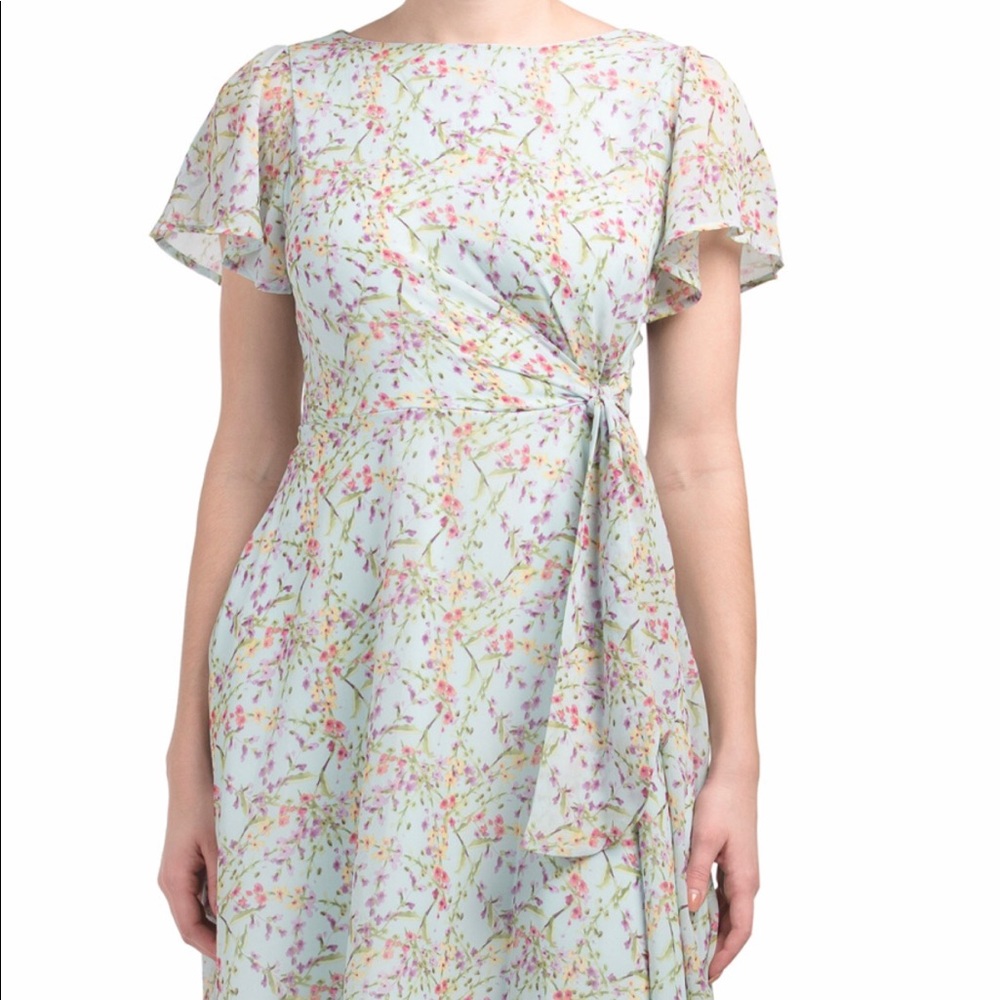 NWT Nicole Miller side tie flutter sleeve dress